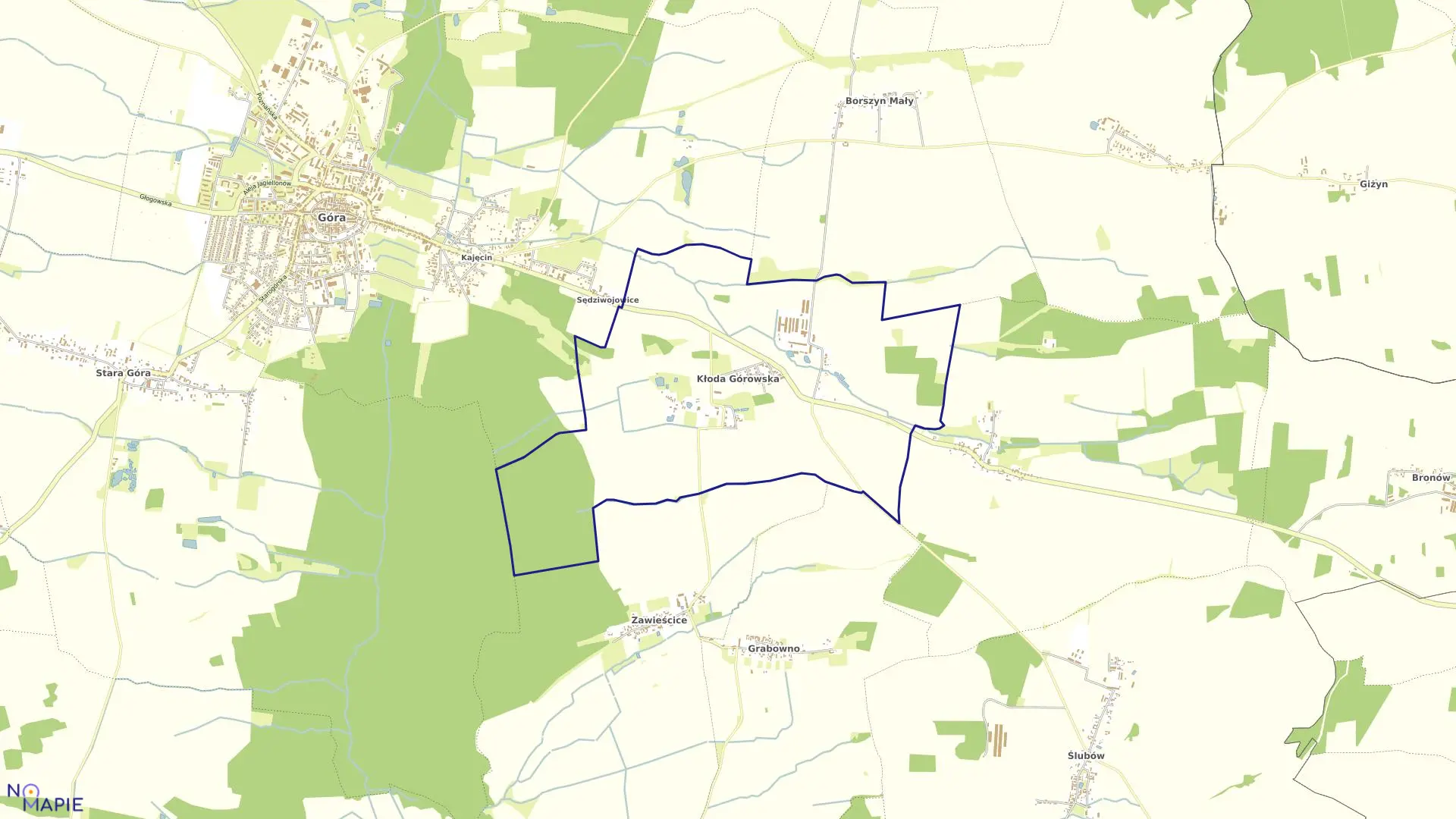 Mapa obrębu Kłoda Górowska w gminie Góra