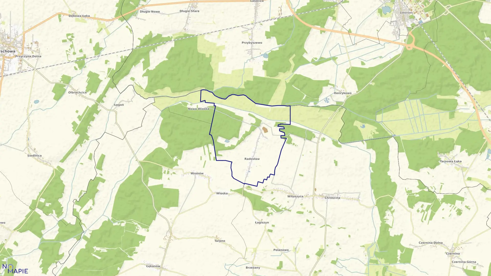 Mapa obrębu Radosław w gminie Góra