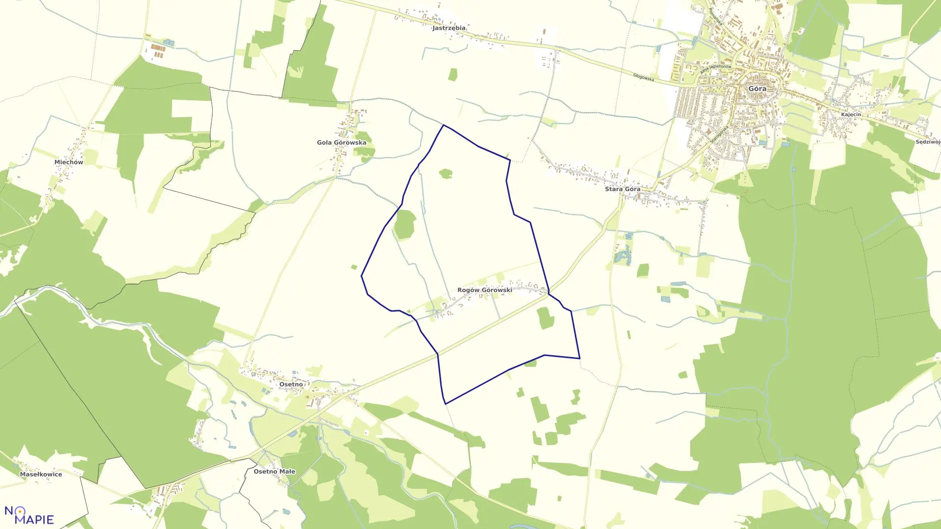 Mapa obrębu Rogów Górowski w gminie Góra